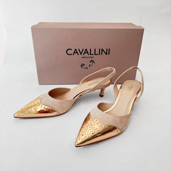 cavallini Shoes - NEW! Cavallini Kitten Italy heel Slingback shoes, Size US 7.5 (Size 38 )